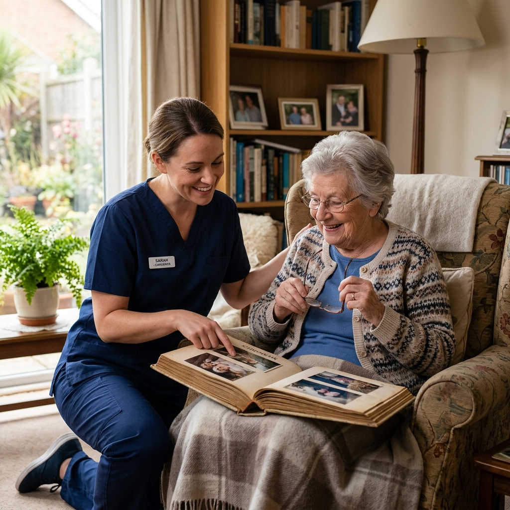 Professional homecare nurse with senior patient